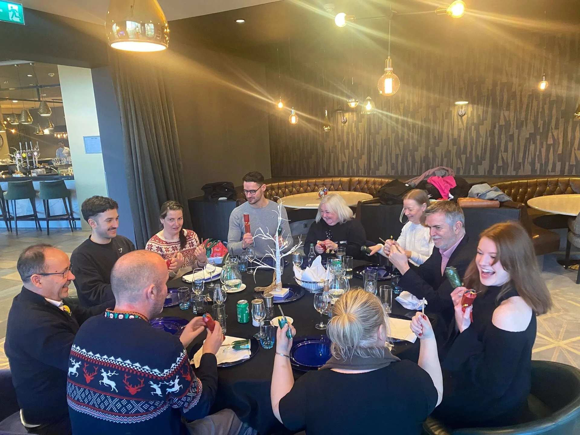 Ten group Christmas dinner celebration